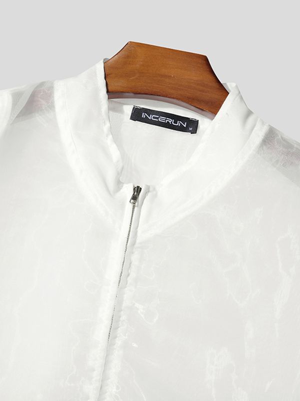 Men's Asymmetric Cutout Strap Stand Collar Cropped Waistcoat SKUL54771