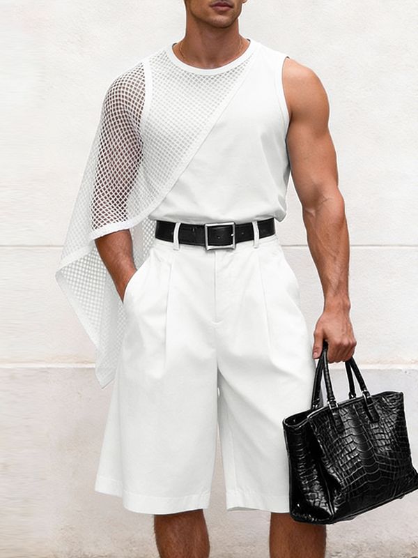 Men's Deconstructed Mesh Patchwork Two Pieces Outfit SKUL57182