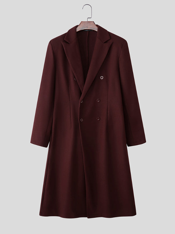 Men's Solid Color Waist-Defined Casual Coat SKUL28389