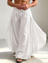 Men's Bohemian Avant-Garde Beach Vacation Chiffon Skirt Overlay Wide-Leg Pant SKUL84058