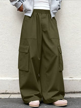 Men's Solid Color Wide Leg Cargo Pant SKUL49893