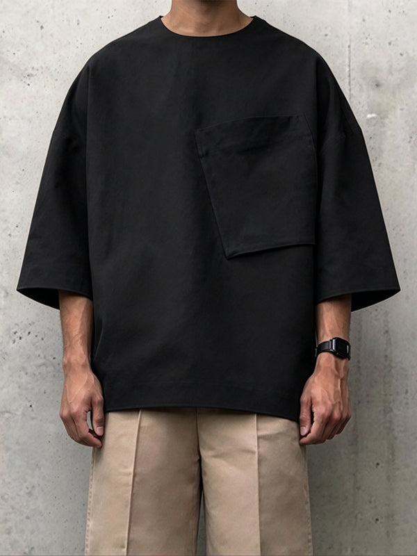 Men's Japanese Cityboy City Walk Oversized Chest Pocket Half Sleeve T-shirt SKUL86039