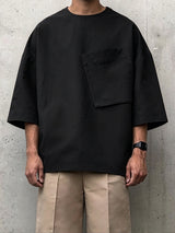 Men's Japanese Cityboy City Walk Oversized Chest Pocket Half Sleeve T-shirt SKUL86039