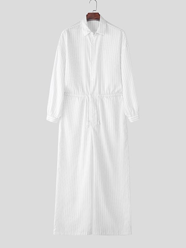 Men's Striped Casual Long Sleeve Jumpsuit SKUL34236
