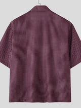 Men's Plaid Pattern Short Sleeve Shirt SKUL31876