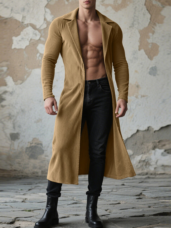 Men's Solid Color Textured Long Sleeve Cardigan SKUL25807