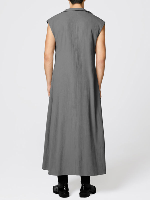 Mens Minimalist Textured Long Hem Cardigan SKUL05546