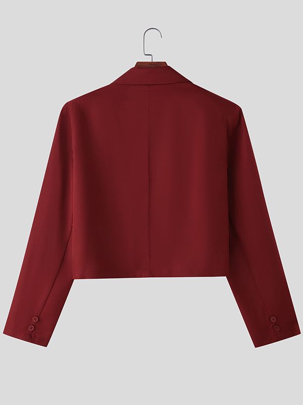 Men's Solid Color Cropped Long Sleeve Blazer SKUL39889