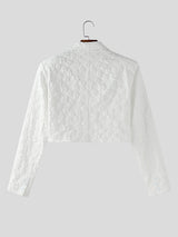 Men's Jacquard Texture Cropped Long Sleeve Blazer SKUL25814