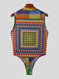 Mens Colorful Polka Dot Print Sleeveless Bodysuit SKUK09781