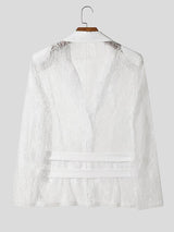 Men's Sheer Lace Waist Long Sleeve Blazer SKUL31873