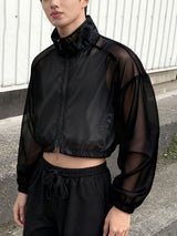 Men's Lightweight Semi Sheer Cropped Long Sleeve Jacket SKUL46175