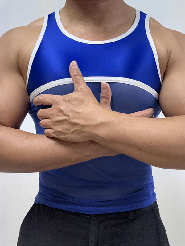 Men's Sheer Mesh Patchwork Tank SKUL22228