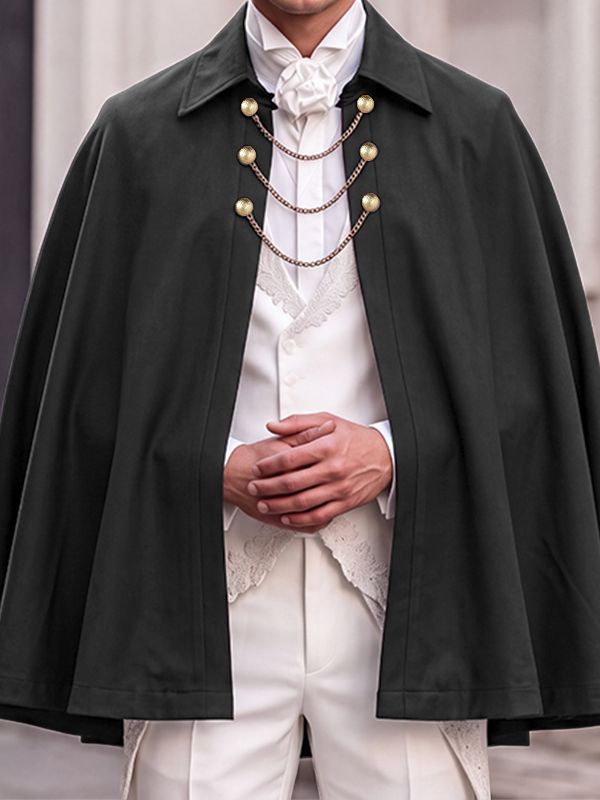 Men's Aristocratic Baroque Evening Gala Multi-Layer Chain Open-Front Cape SKUL83993
