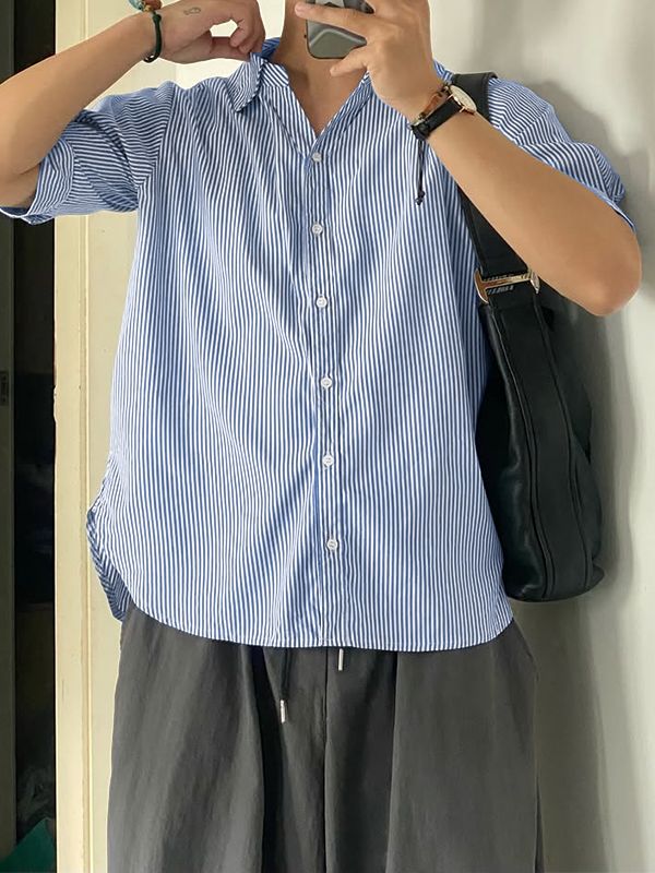 Men's Striped Casual Short Sleeve Shirt SKUL54704