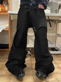 Mens Metal Button Deconstruction Design Pants SKUK45352
