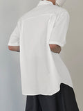 Mens Oblique Button Design Short Sleeve Shirt SKUK19425