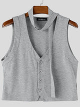 Men's Avant-Garde Deconstructed Choker-Neck Cropped Tank SKUL61911