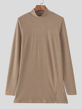 Men's Deconstructed Split Textured Long Sleeve T-shirt SKUL46252