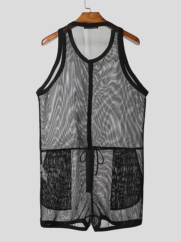 Men's Sheer Mesh Sleeveless Bodysuit SKUL20266