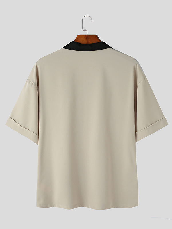 Mens Contrast Revere Collar Chest Pocket Shirt SKUK16986