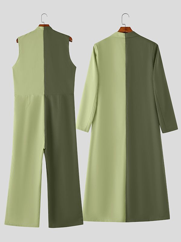 Men's Contrast Color Jumpsuit Two Piece Outfit SKUL48708