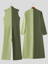 Men's Contrast Color Jumpsuit Two Piece Outfit SKUL48708