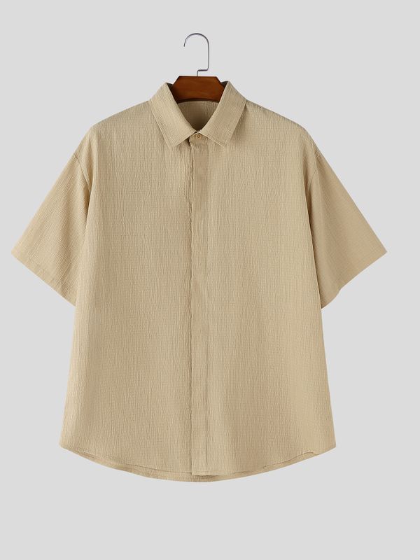 Men's Vintage Japanese Style Relaxed Short Sleeve Casual Shirt SKUL75719