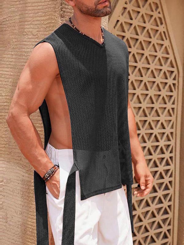 Men's Sheer Mesh Textured Casual Tank SKUL06336