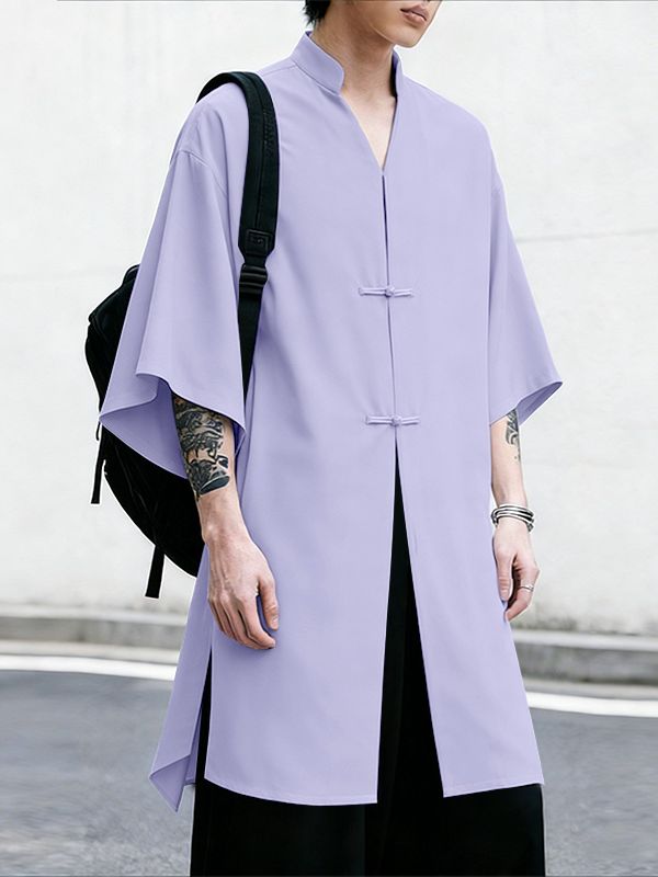 Men's Casual Frog Button Half Sleeve Shirt SKUL52004