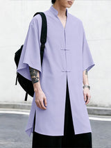 Men's Casual Frog Button Half Sleeve Shirt SKUL52004