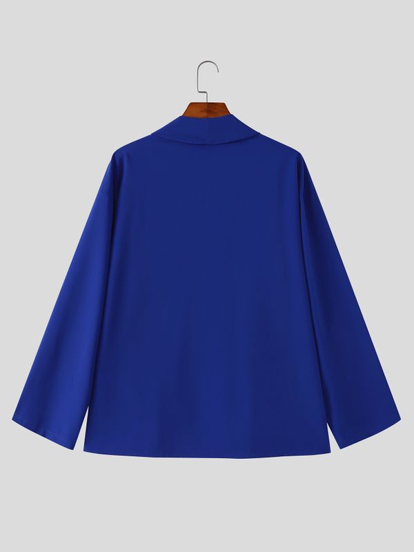 Men's Zen Minimalist Art Gallery Open Front Kimono Collar Two Pieces Outfit SKUL84619