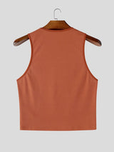 Men's Avant-Garde Tie Detail Cropped Ribbed Fitted Muscle Cargo Tank SKUL69668