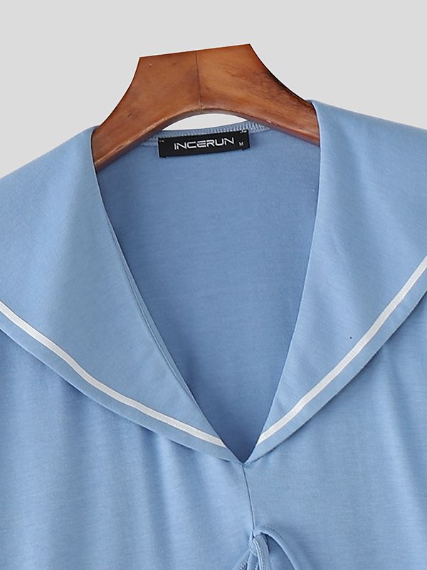 Men's Casual Sailor Collar Long Sleeve T-shirt SKUL46015