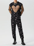 Mens Heart Mesh Patchwork Two Pieces Outfits SKUK26897