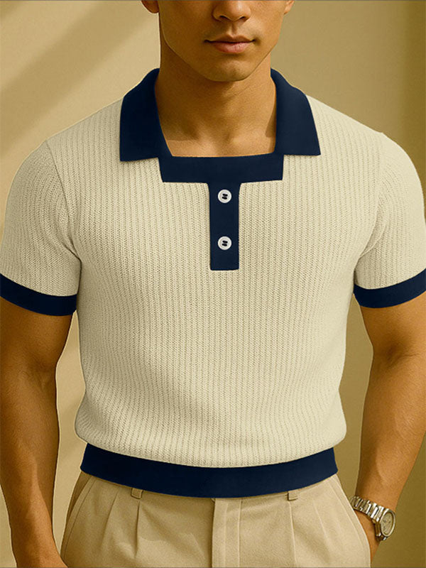 Mens Color Block Textured Short Sleeve Shirt SKUL16887