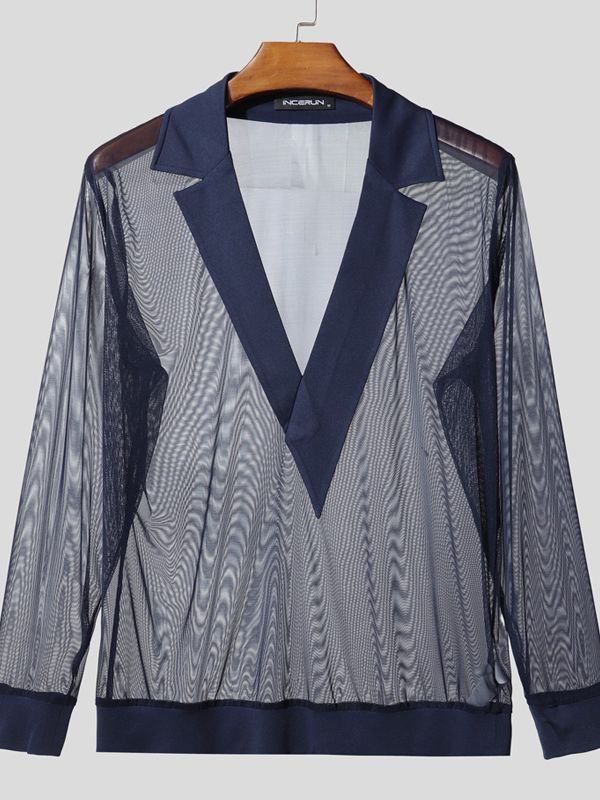 Men's Sheer Mesh Long Sleeve T-shirt SKUL54088