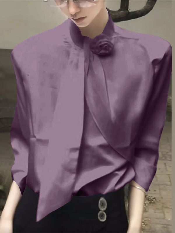 Men's Floral Tie Patchwork Long Sleeve Shirt SKUL41300