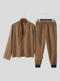 Mens Plaid Metal Button Casual Two Pieces Outfits SKUK45269