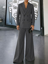 Men's Quiet Luxury Runway Double Breasted Floor Length Flared Leg Two Pieces Outfit SKUL80537