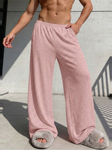 Men's Cozy Comfort Solid Textured Straight Wide Leg Pajama Pant SKUL70255