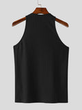 Mens Solid Rib-Knit Casual Sleeveless Vest SKUK35582