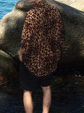 Mens Leopard Lapel Collar Short Sleeve Shirt SKUK56773