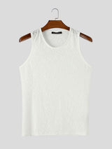 Men's Sexy Clubwear Sheer Animal Jacquard Bound Trim Muscle Fit Sleeveless Round Neck Tank SKUL81886
