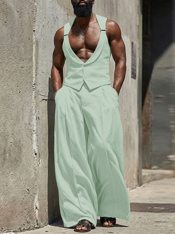 Men's Solid Color Two Pieces Outfit SKUL54090