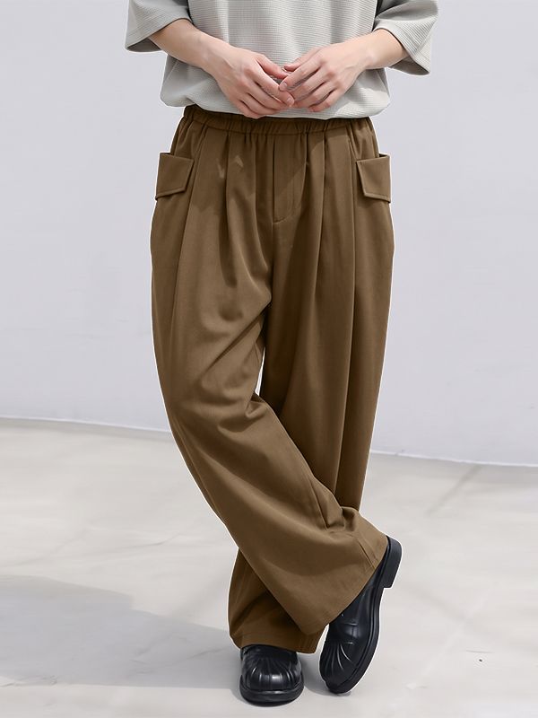 Men's Japanese Workwear City Walk Pleated Waist Flap Pocket Balloon Wide-Leg Pant SKUL85258
