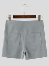 Men's Gym Vertical Ribbed V-Back Yoke Butt Lifting High Waist Back Pocket Short SKUL81924