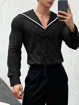 Men's Casual Sailor Collar Long Sleeve T-shirt SKUL46015