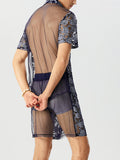 Mens Floral Jacquard Lace Two Pieces Outfits SKUK21710