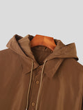 Mens Solid Long Sleeve Drawstring Hooded Shirt SKUK28436
